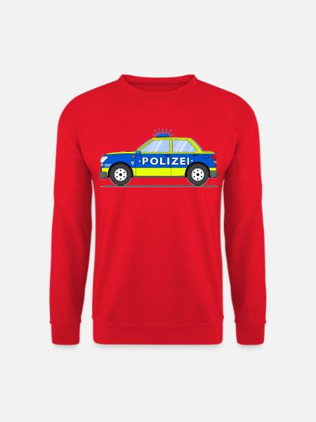 Polizeiauto in Blau und Gelb - Unisex Pullover - Rot