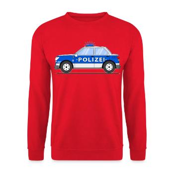Polizeiauto in Blau und Silber - Unisex Pullover - Rot - Vorne - Alina (178cm) & Michal (187cm)
