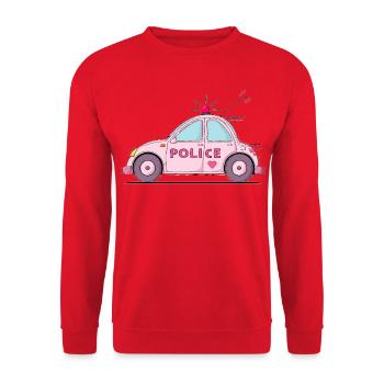 Polizeiauto Police Rosa - Unisex Pullover - Rot - Vorne - Alina (178cm) & Michal (187cm)