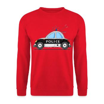 Polizeiauto Police Schwarz - Unisex Pullover - Rot - Vorne - Alina (178cm) & Michal (187cm)