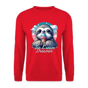 Cream Dreamer Mignon paresseux avec crème glacée cadeau - Sweat-shirt Unisexe - rouge - Devant - Alina (178cm) & Michal (187cm)
