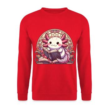 Axolotl Livre Livres Lecture Cadeau - Sweat-shirt Unisexe - rouge - Devant - Alina (178cm) & Michal (187cm)