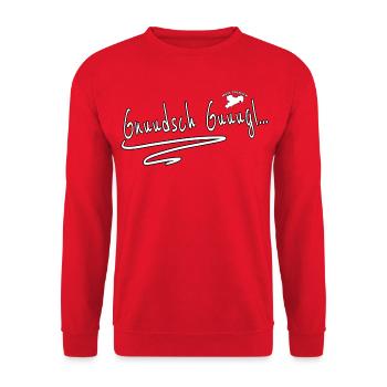 Gnuudsch Guuugl - Knutschkugel - Unisex Pullover - Rot - Vorne - Alina (178cm) & Michal (187cm)