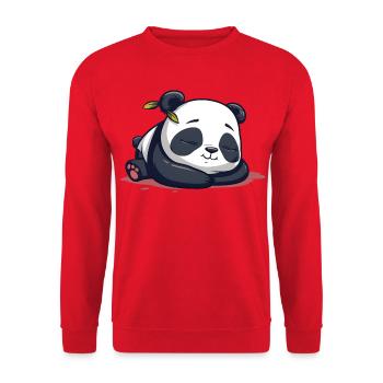 Cute Cartoon of a Sleeping Panda - Adorable design - Unisex Sweatshirt - red - Front - Alina (178cm) & Michal (187cm)