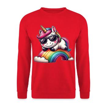 Cool Licorne Lunettes de soleil arc-en-ciel Nuages - Sweat-shirt Unisexe - rouge - Devant - Alina (178cm) & Michal (187cm)