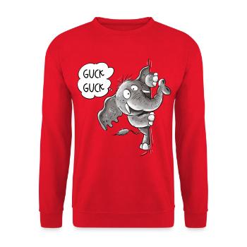 Drolliger Elefant Tiermotiv Wildtier Elefanten - Unisex Pullover - Rot - Vorne - Alina (178cm) & Michal (187cm)