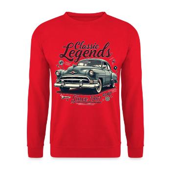 Classic Car Legends – Retro-Vintage Style - Unisex Sweatshirt - red - Front - Alina (178cm) & Michal (187cm)