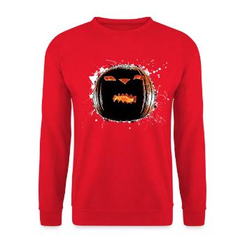 Kürbis Halloween - Unisex Pullover - Rot - Vorne - Alina (178cm) & Michal (187cm)