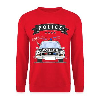 Police Police Car with Siren Black - Unisex Sweatshirt - red - Front - Alina (178cm) & Michal (187cm)