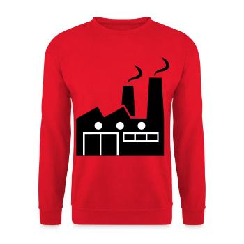 Abstract geometric line art of a factory - Unisex Sweatshirt - red - Front - Alina (178cm) & Michal (187cm)