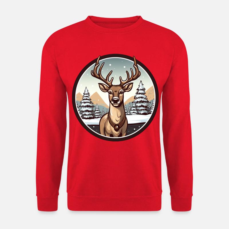 Hirsch im Winter - Unisex Pullover - Rot