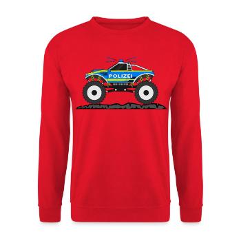 Monster Truck Police Bleu Jaune - Sweat-shirt Unisexe - rouge - Devant - Alina (178cm) & Michal (187cm)