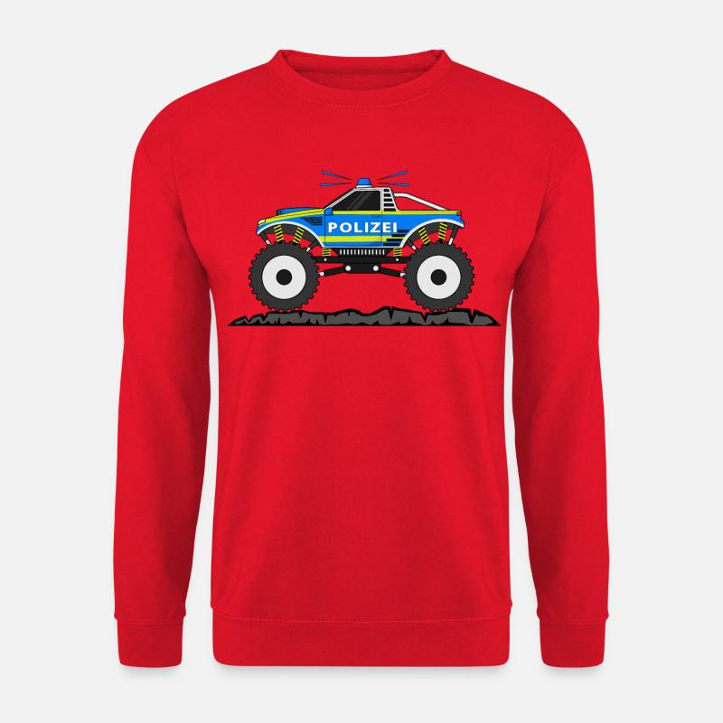 Monstertruck Polizei Blau Gelb - Unisex Pullover - Rot