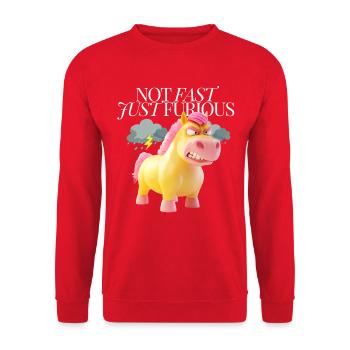 Not Fast, Just Furious – Angry Unicorn - Unisex Sweatshirt - red - Front - Alina (178cm) & Michal (187cm)