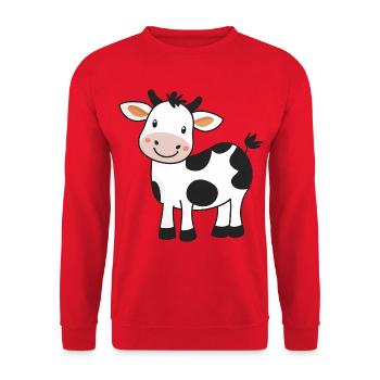 Vache de dessin animé mignonne - Design adorable et fantaisiste - Sweat-shirt Unisexe - rouge - Devant - Alina (178cm) & Michal (187cm)