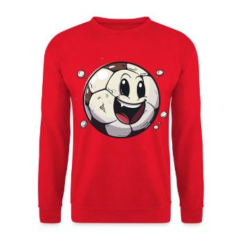Fußball im Comic Stil - Unisex Pullover - Rot - Vorne - Alina (178cm) & Michal (187cm)