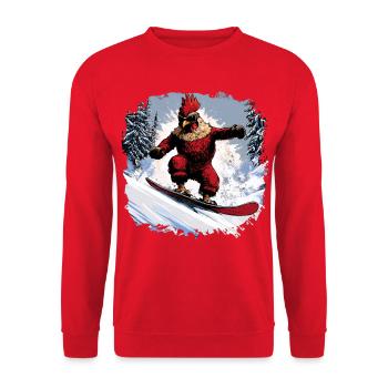 Huhn Snowboard - Unisex Pullover - Rot - Vorne - Alina (178cm) & Michal (187cm)
