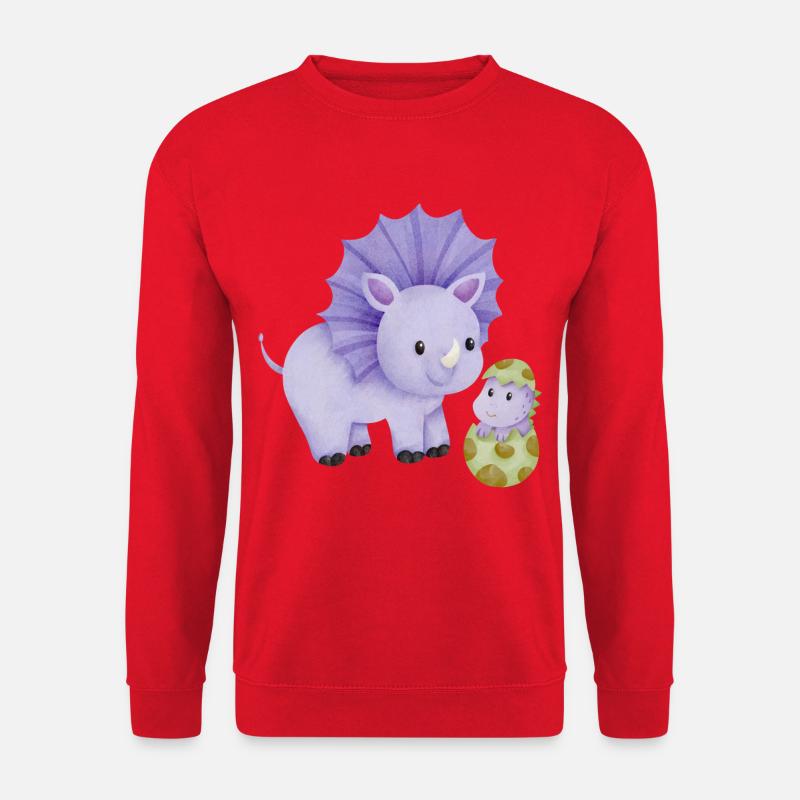 Dinosaurier Mama mit Kind - Unisex Pullover - Rot