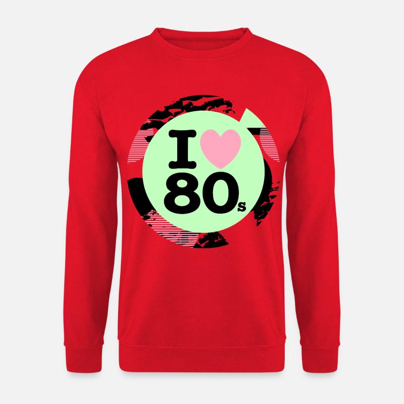  I ♥ 80s – Neon Retro Vibes - Unisex Pullover - Rot