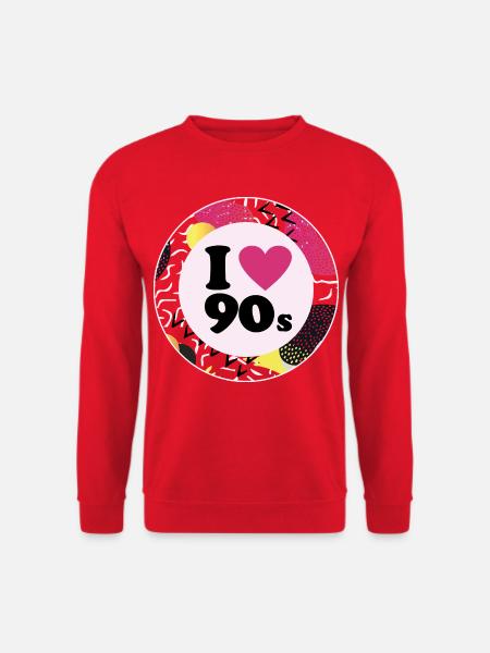 I ♥ 90s – Nostalgisches Retro-Design - Unisex Pullover - Rot