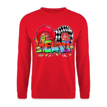 Helau Fastnacht Fasching Karneval Kostüm Jeck - Unisex Pullover - Rot - Vorne - Alina (178cm) & Michal (187cm)