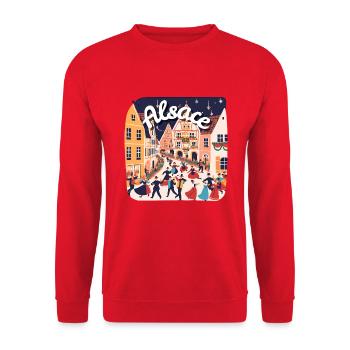 Elsassisches Festtanzdorf - Unisex Pullover - Rot - Vorne - Alina (178cm) & Michal (187cm)