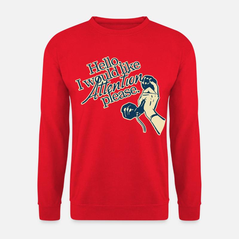 Hello, I Need Attention – Retro Statement - Unisex Pullover - Rot