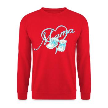 Maman avec cœur et chaussures pour bébé en bleu ciel - Sweat-shirt Unisexe - rouge - Devant - Alina (178cm) & Michal (187cm)