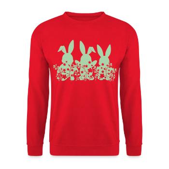 Lapins Fleurs de Pâques - Sweat-shirt Unisexe - rouge - Devant - Alina (178cm) & Michal (187cm)