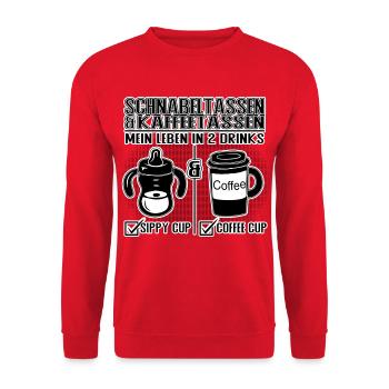 Schnabeltasse und Kaffeetasse Eltern Humor Design - Unisex Pullover - Rot - Vorne - Alina (178cm) & Michal (187cm)