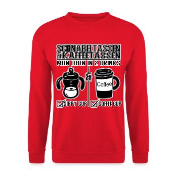 Schnabeltasse und Kaffeetasse Eltern Humor Design - Unisex Pullover - Rot - Vorne - Alina (178cm) & Michal (187cm)