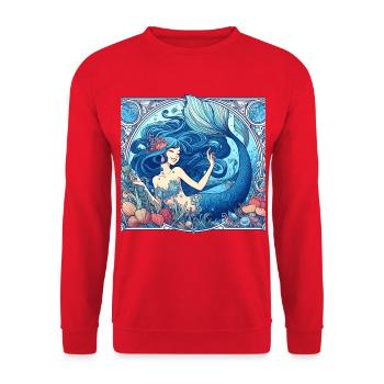 Sirène Sirène Cheveux Bleus Art Nouveau Cadeau - Sweat-shirt Unisexe - rouge - Devant - Alina (178cm) & Michal (187cm)