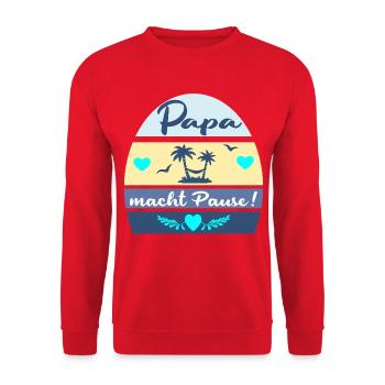 ABSCHIED PAUSE VATERTAG PAPA - Unisex Pullover - Rot - Vorne - Alina (178cm) & Michal (187cm)