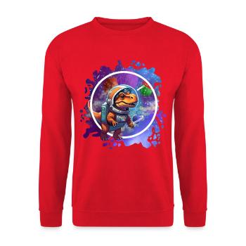 Dinosaur im Weltraum Astronaut Design - Unisex Pullover - Rot - Vorne - Alina (178cm) & Michal (187cm)