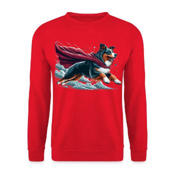 Super Dog Australian Shepherd Sheppie Gift - Unisex Sweatshirt - red - Front - Alina (178cm) & Michal (187cm)