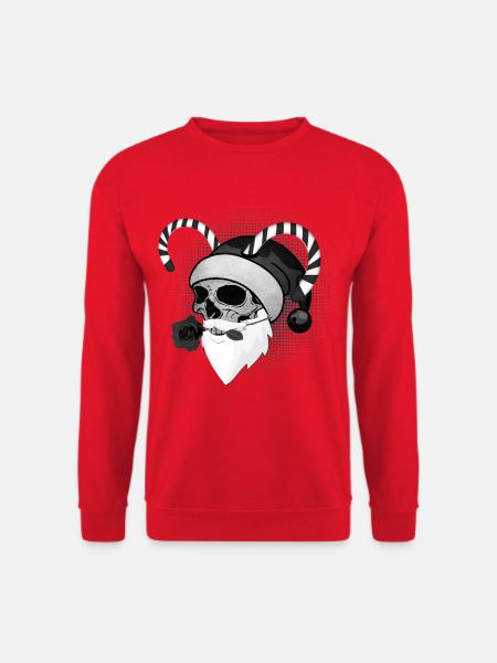 Weihnachtsmann Totenschädel Rose Hörner - Unisex Pullover - Rot