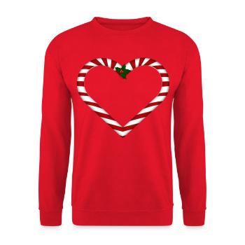 Herz aus Zuckerstangen mit Mistelzweig - Unisex Pullover - Rot - Vorne - Alina (178cm) & Michal (187cm)