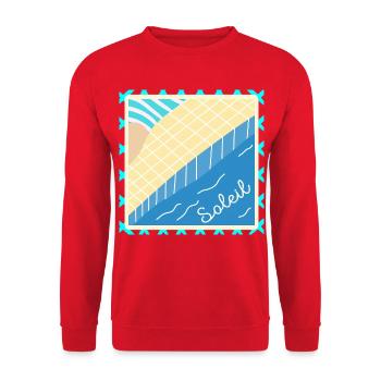 SWIMMING POOL SUMMER VACATION SUN - Unisex Sweatshirt - red - Front - Alina (178cm) & Michal (187cm)