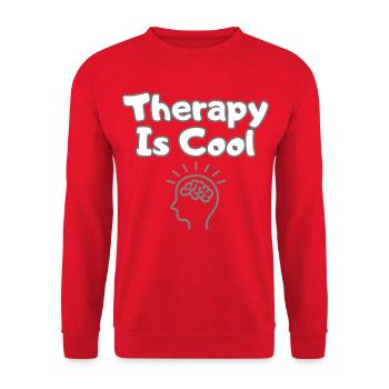 Therapy Is Cool – Therapie Statement Shirt - Unisex Pullover - Rot - Vorne - Alina (178cm) & Michal (187cm)