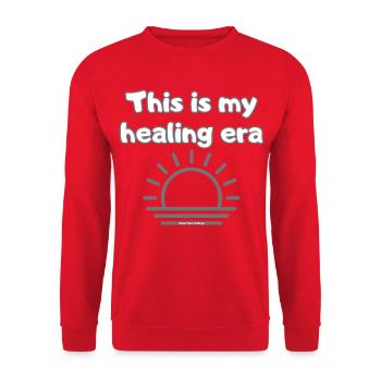 C’est mon ère de guérison #FeelYourFeelings Déclaration - Sweat-shirt Unisexe - rouge - Devant - Alina (178cm) & Michal (187cm)