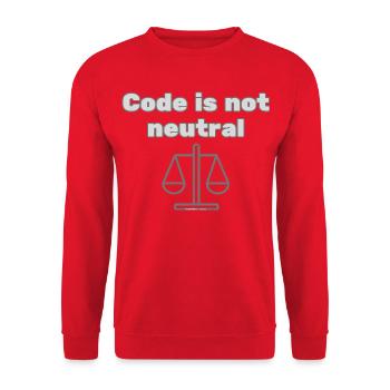 Le code n’st pas neutre Énoncé d’éthique du codeur - Sweat-shirt Unisexe - rouge - Devant - Alina (178cm) & Michal (187cm)