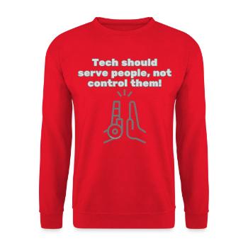 Tech should serve people - #EthicalTech Statement - Unisex Sweatshirt - red - Front - Alina (178cm) & Michal (187cm)