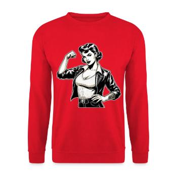 Femme Cool Forte Rockabilly Veste En Cuir Cadeau - Sweat-shirt Unisexe - rouge - Devant - Alina (178cm) & Michal (187cm)