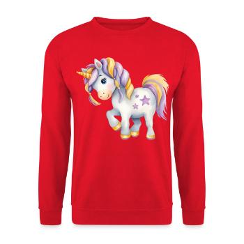 🦄 Magical Watercolor Unicorn - Hand-Painted - Unisex Sweatshirt - red - Front - Alina (178cm) & Michal (187cm)