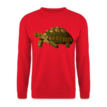 Geometrische Schildkröte - Tier Low Poly - Unisex Pullover - Rot - Vorne - Alina (178cm) & Michal (187cm)