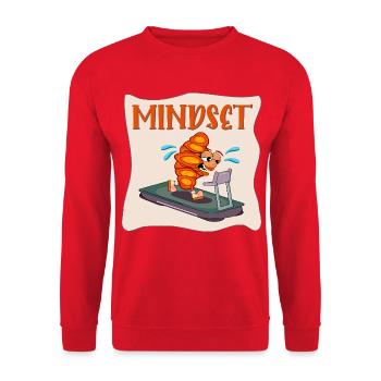 CROISSANT RUNNER LUSTIGE DENKWEISE - Unisex Pullover - Rot - Vorne - Alina (178cm) & Michal (187cm)