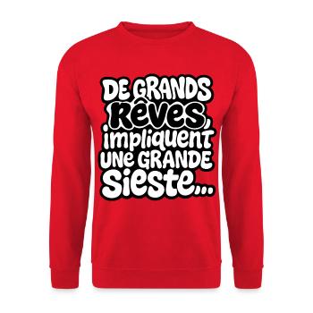 De grands rêves impliquent une grande sieste - Sweat-shirt Unisexe - rouge - Devant - Alina (178cm) & Michal (187cm)
