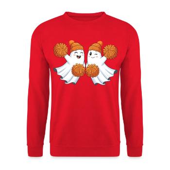 Niedliche Geister mit Pompons - Unisex Pullover - Rot - Vorne - Alina (178cm) & Michal (187cm)