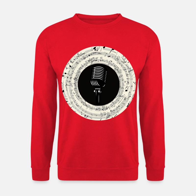 Microphone Musical Notes Art - Unisex Sweatshirt - red