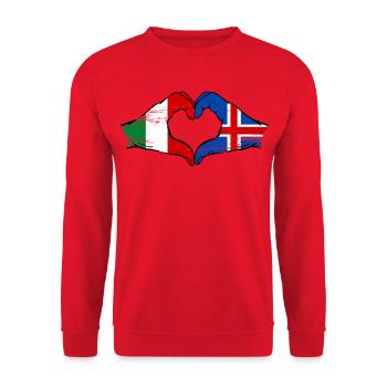 Italien Island Flagge Hände Herzform used - Unisex Pullover - Rot - Vorne - Alina (178cm) & Michal (187cm)